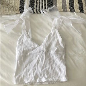 Zara v neck, tie shoulders tank top